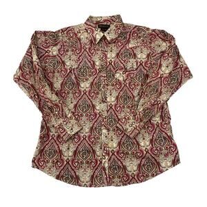 Ariat Shirt Womens XL Cream Purple Paisley Pearl Snap Western Long Sleeve
